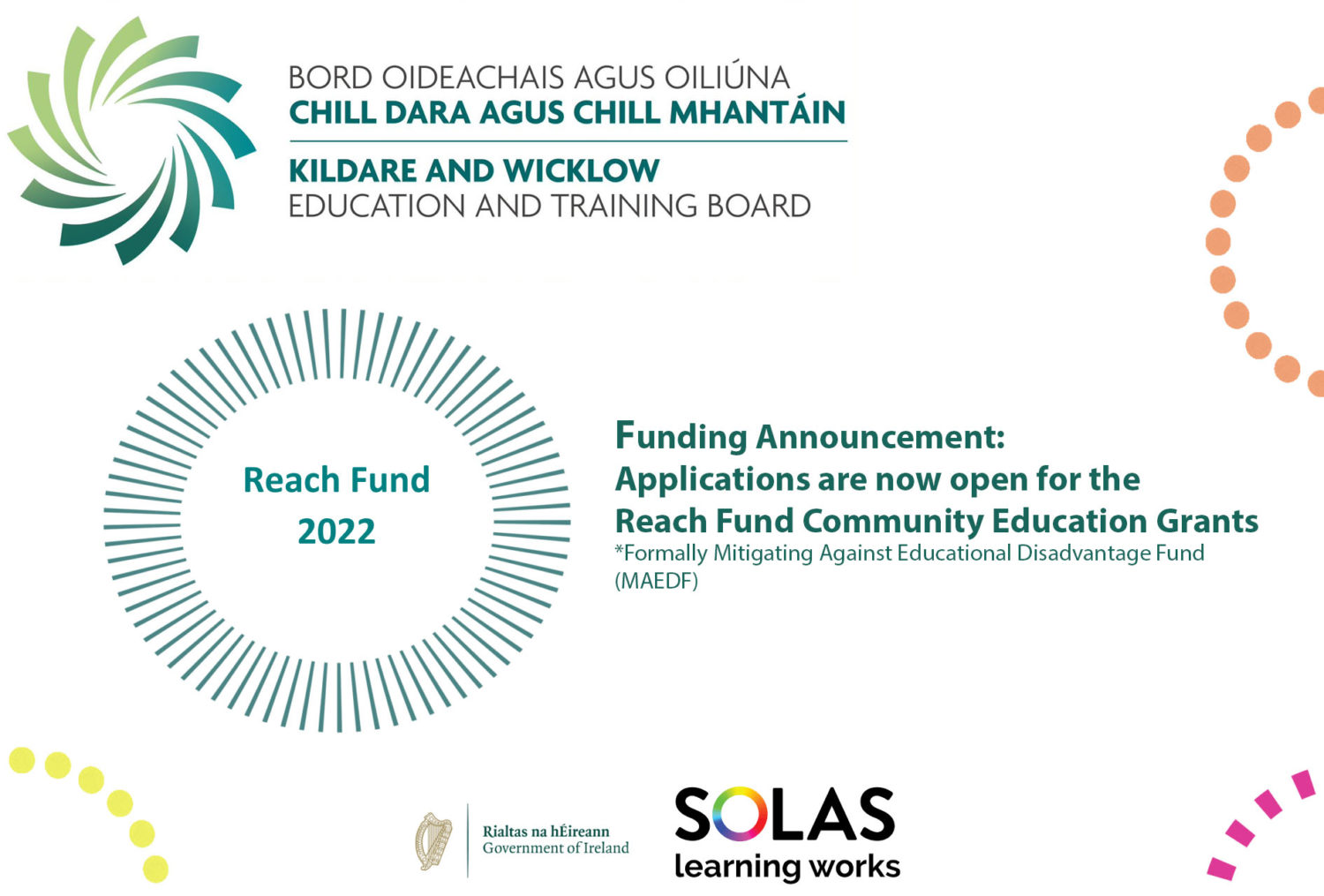 Reach Funding 2022 Kildare and Wicklow Education and Training Board